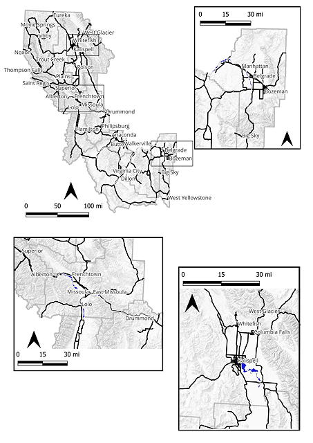 A map of the affected area, indicating hazard intensity